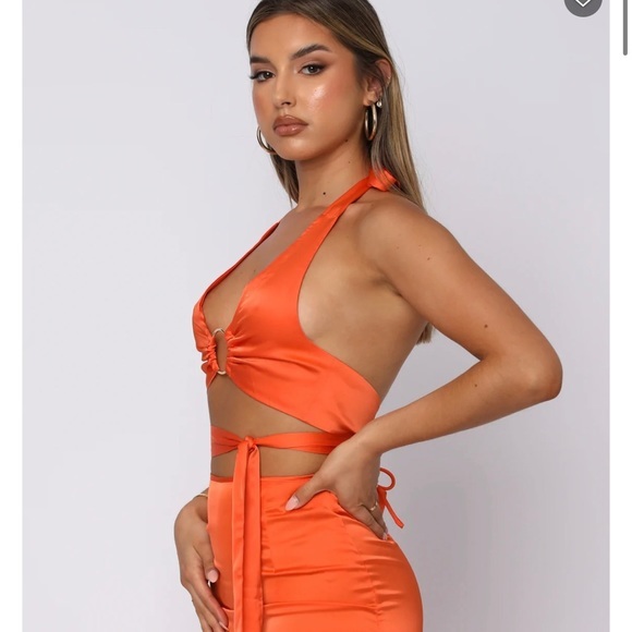 Sold WHITE FOX good feeling maxi skirt WHITE FOX Got game crop top SET orange M - Picture 15 of 16